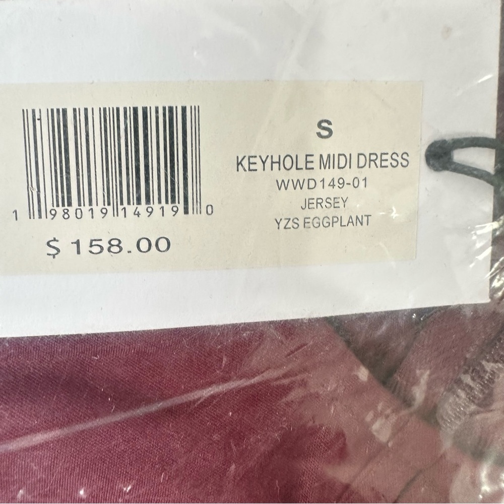 We Wore What Sleeveless Keyhole Midi Dress - eggplant burgundy Jersey size small - Picture 8 of 9